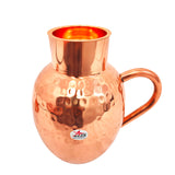 Copper Jug with Water Glass Lid, Copper Jug Set, Drinkware, Capacity - 1.5 Liters.