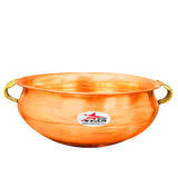 Copper Urli Bowl With Brass Handles, Copper Urli/Uruli, Pack Of 1.