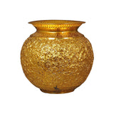 Gold Coated Copper Pot, Handcrafted Design Engraved On It, Premium Pot for Special Occasions.