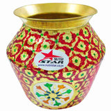 Brass Water Pot, Sarwa, Meenakari Design Engraved On It, Premium Pot for Special Occasions.