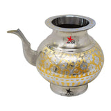 Brass Silver Coated Karwa Chauth Lota with Pouring Tape, Capacity - 700 ML.