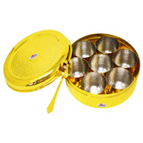 Masala Box, Brass Spice Box With Lid And 7 Cup Bowls.