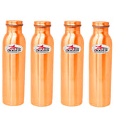 Copper Water Bottle with Leak Proof Threaded Cap, (Set of 4) Drinkware,  Capacity - 1 Liter.