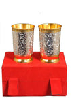 Pure Brass Glasses Set of Two Red Box Gift Box Water Glasses, Cocktail Glasses, Drinkware Set. - Nutristar