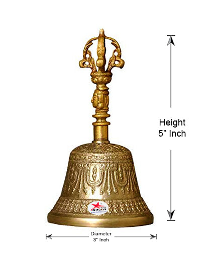 Pure Brass Bell, Antique Hand Bell  Brass Hand Bell, Pooja Bell, Ghan –  Nutristar