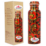 Printed Copper Bottle Red Mango Design, Pure Copper Water Bottle, Drinkware, Capacity 1 Liter.