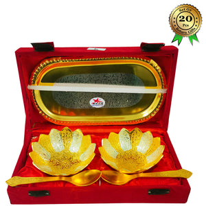 Gift Bowls & Tray Set Gold and Silver 2 Bowl Red box (Set of 20)