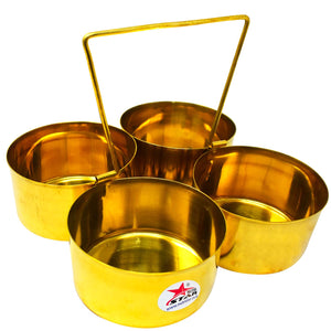 Brass Chopala, Serving Bowls Set With Solid Handle, Multipurpose For Kitchen.