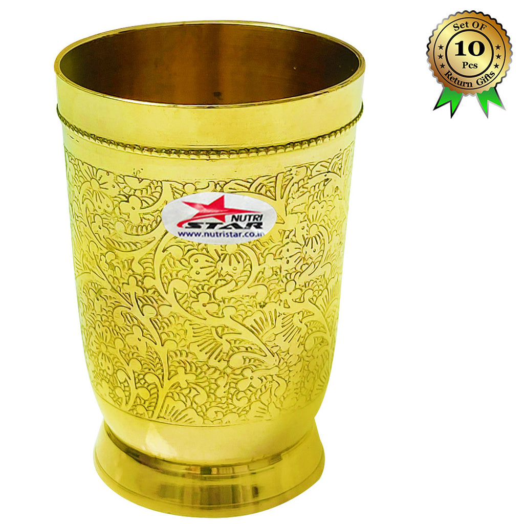 Glass Lassi,  Brass Glass Premium Drinkware on Special Occasions. (Set of 10)