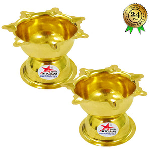 Brass Diya, Deepam Oil Lamp, Gift Item (Set of 24)