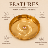 29 cm pure copper deep serving plate for sweets and dry fruits