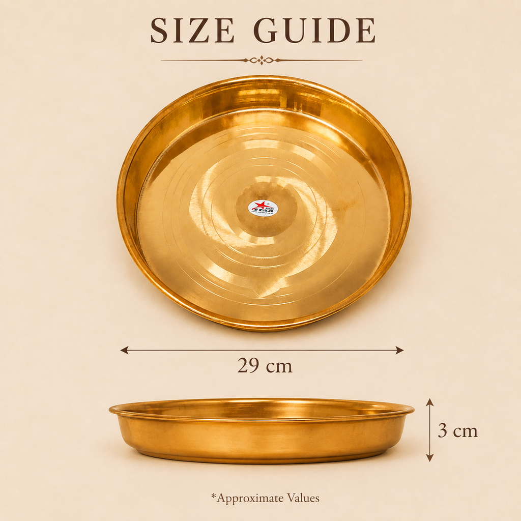 29 cm pure copper deep serving plate for sweets and dry fruits
