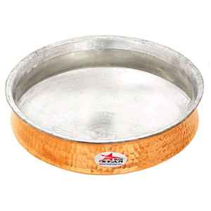 Biryani Handi Copper, Big Copper Biryani Handi Heavy Gauge with Stainless Steel Lid - Tin Coating Kalai Inside Handi