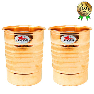 Copper Glass, Copper Drinkware, Capacity 200 ML ( Set of 10).