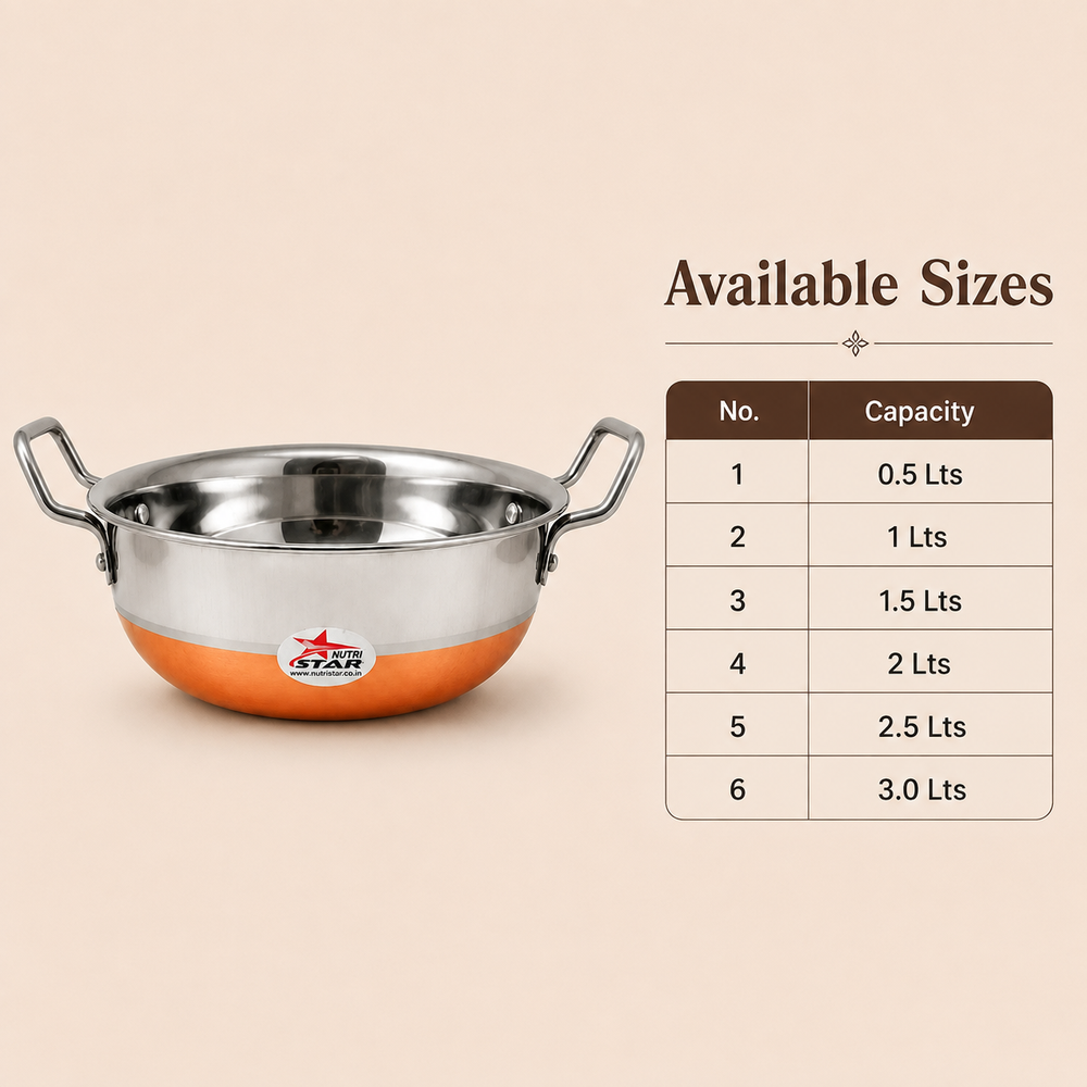 Stainless Steel Copper Bottom Kadhai/Deep Cookware, Cooking Utensils, Pack Of 1 - main product image