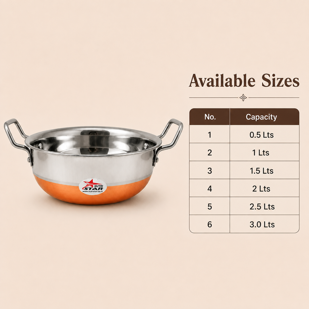 Stainless Steel Copper Bottom Kadhai/Deep Cookware, Cooking Utensils, Pack Of 1 - main product image