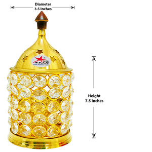 Crystal Diya Brass, Diwali Diya, Oil Lamp (Set of 2)