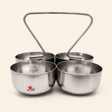 Stainless Steel 4 Piece Serving Bowls Set with Solid Handle, Serveware, Bowl Diameter 4.5 Inches and Height 3.5 Inches.