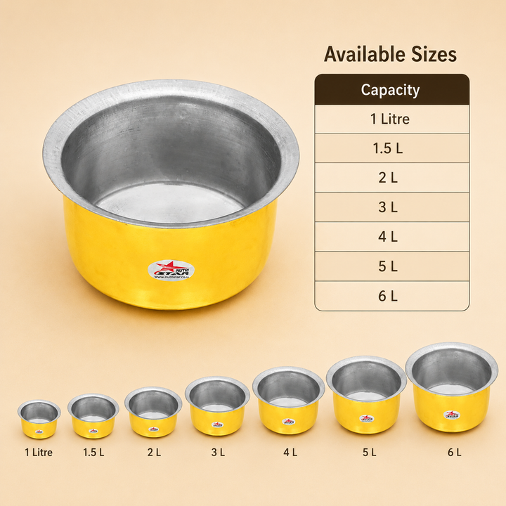 Brass Cooking Pot, Tope Patila Tin Coating on Inside Surface, Pack of 1.