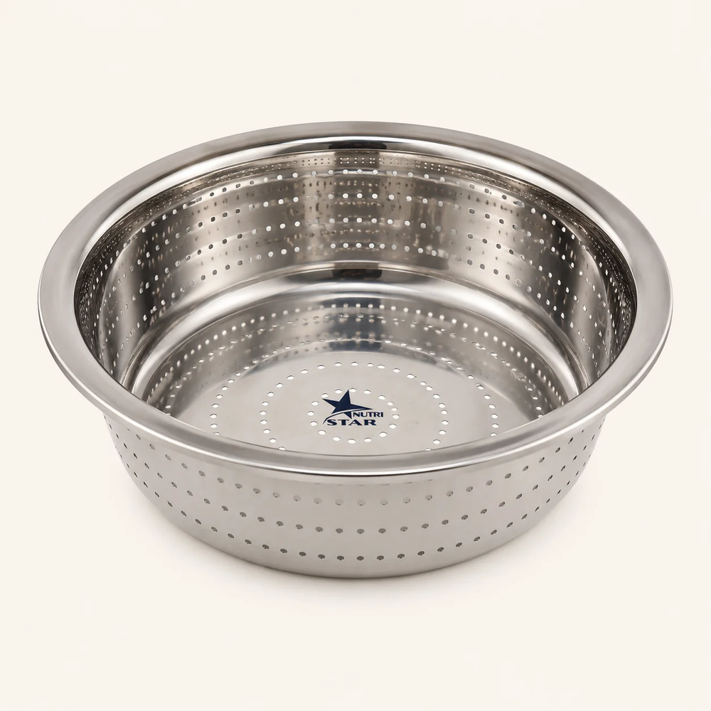 Stainless Steel Strainer/Channi/Bowl, Diameter 12 Inches.