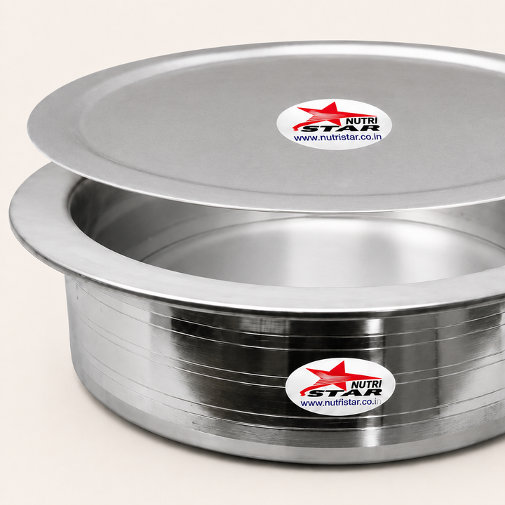 Heavy-Gauge Aluminium Biryani Handi with Collar &amp; Lid