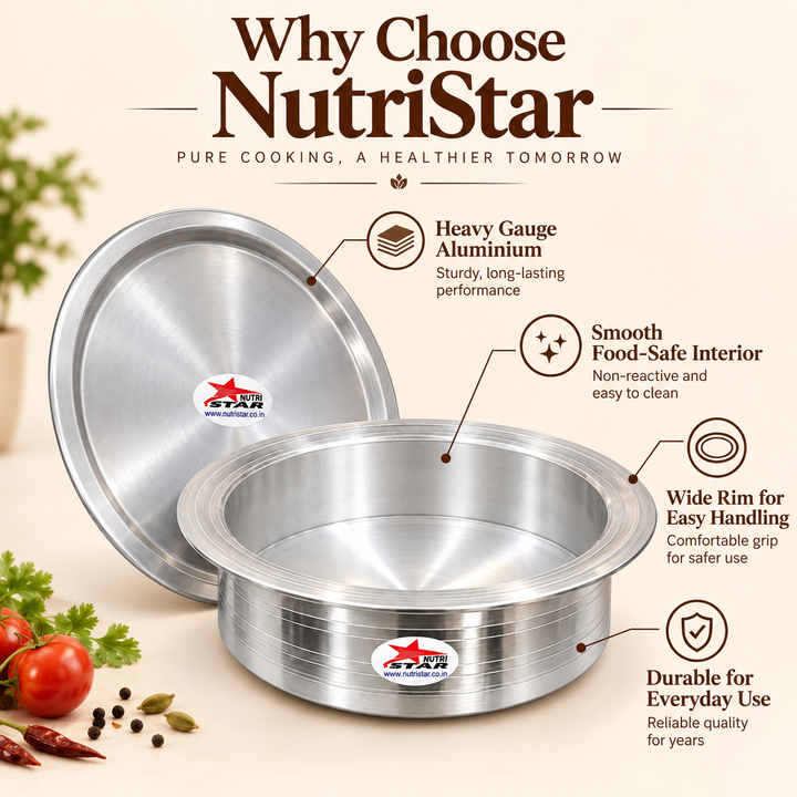 Heavy-Gauge Aluminium Biryani Handi with Collar &amp; Lid