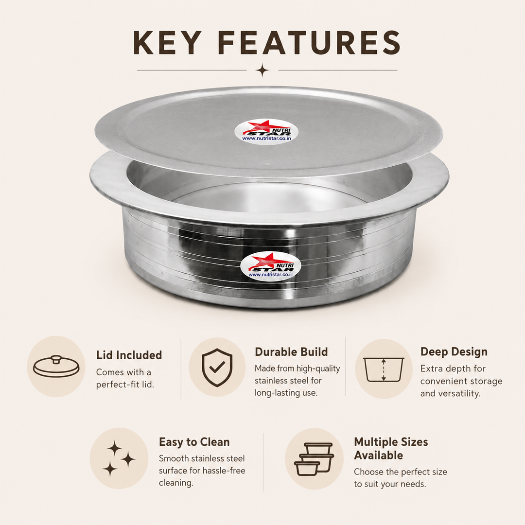 Heavy-Gauge Aluminium Biryani Handi with Collar &amp; Lid