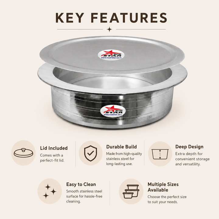 Heavy-Gauge Aluminium Biryani Handi with Collar &amp; Lid