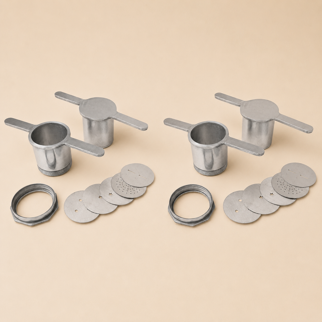 Nutristar aluminium sev sancha and chakli maker with manual press, locking ring and interchangeable jali discs