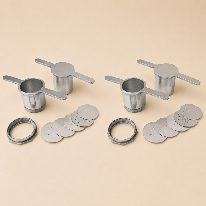 Nutristar aluminium sev sancha and chakli maker with manual press, locking ring and interchangeable jali discs
