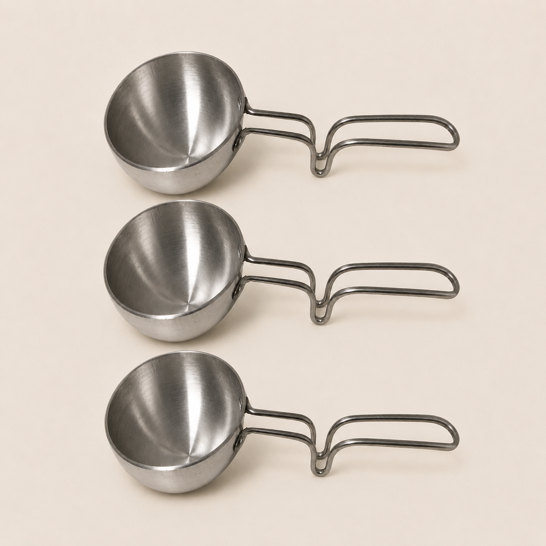 Nutristar aluminium tadka pan with deep bowl and long metal handle for Indian tempering