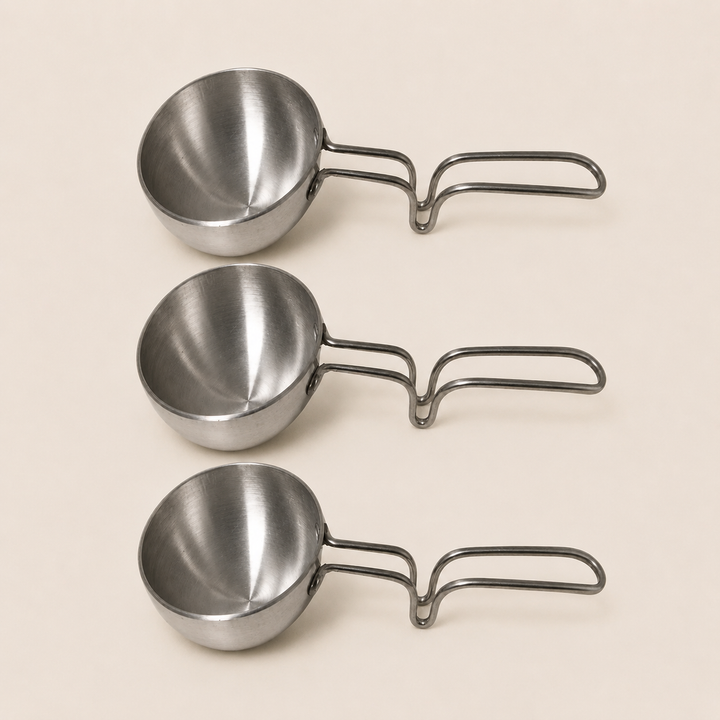 Nutristar aluminium tadka pan with deep bowl and long metal handle for Indian tempering