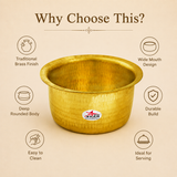 Bhagona, Brass Cooking Pot with Stainless Steel Lid, Hammered Tope or Patila.