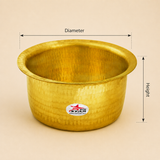 Bhagona, Brass Cooking Pot with Stainless Steel Lid, Hammered Tope or Patila.