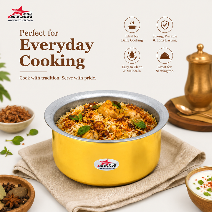 Brass cooking pot patila everyday usage