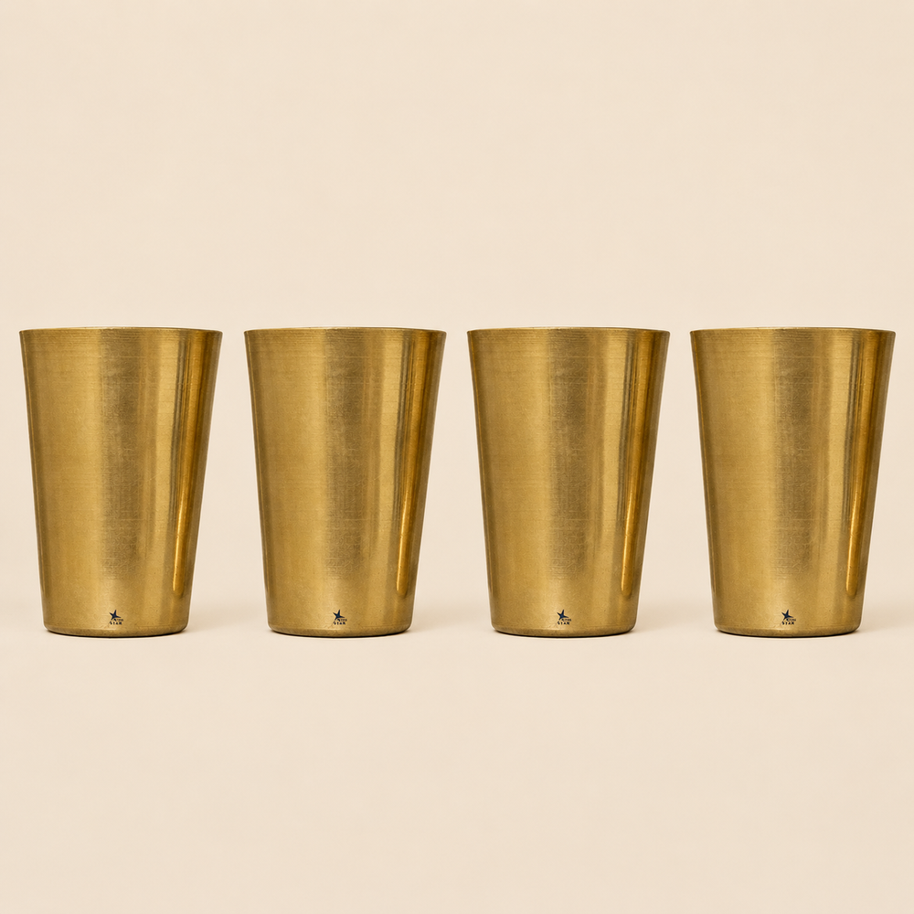 Nutristar 250 ml brass drinking glasses with polished golden finish