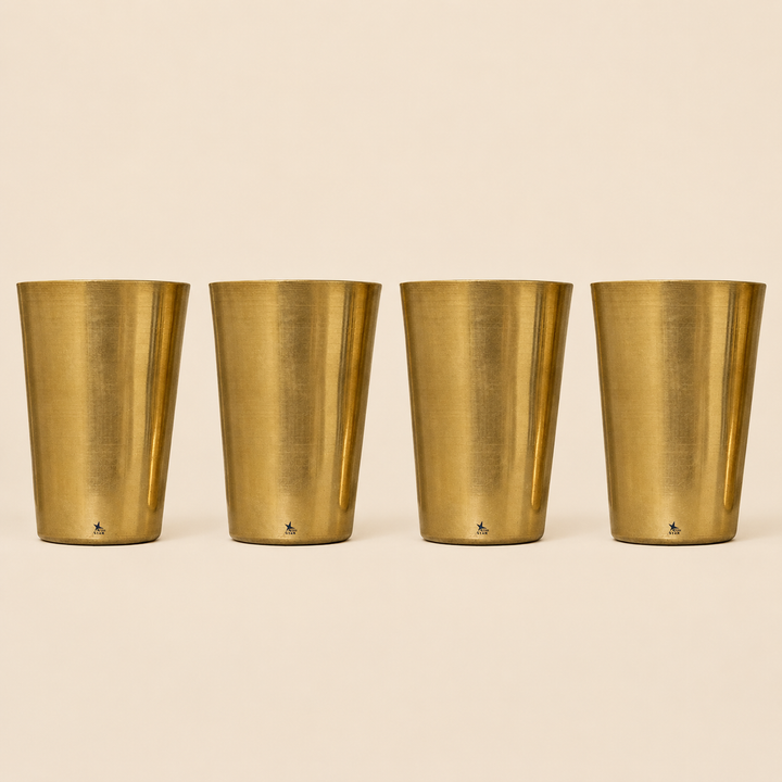 Nutristar 250 ml brass drinking glasses with polished golden finish