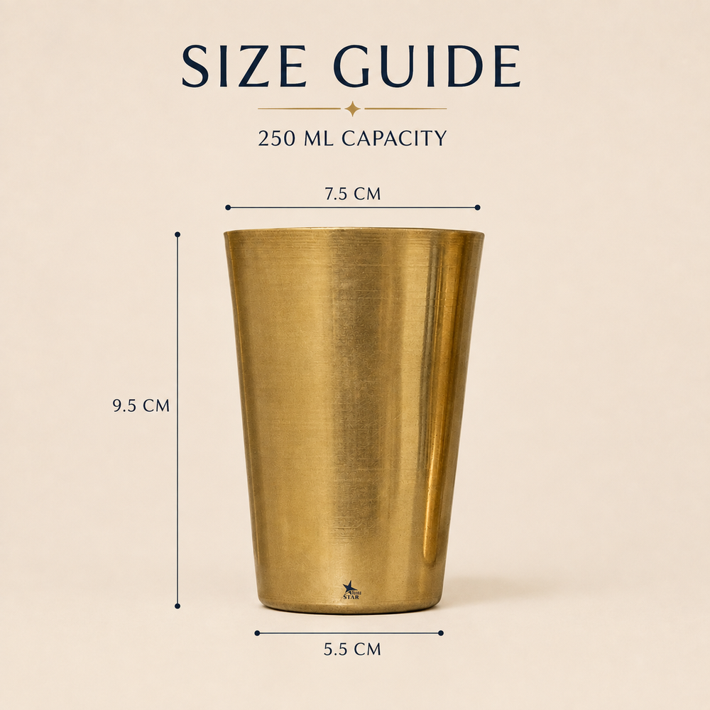 Nutristar 250 ml brass drinking glasses with polished golden finish