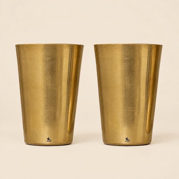 Nutristar 250 ml brass drinking glasses with polished golden finish