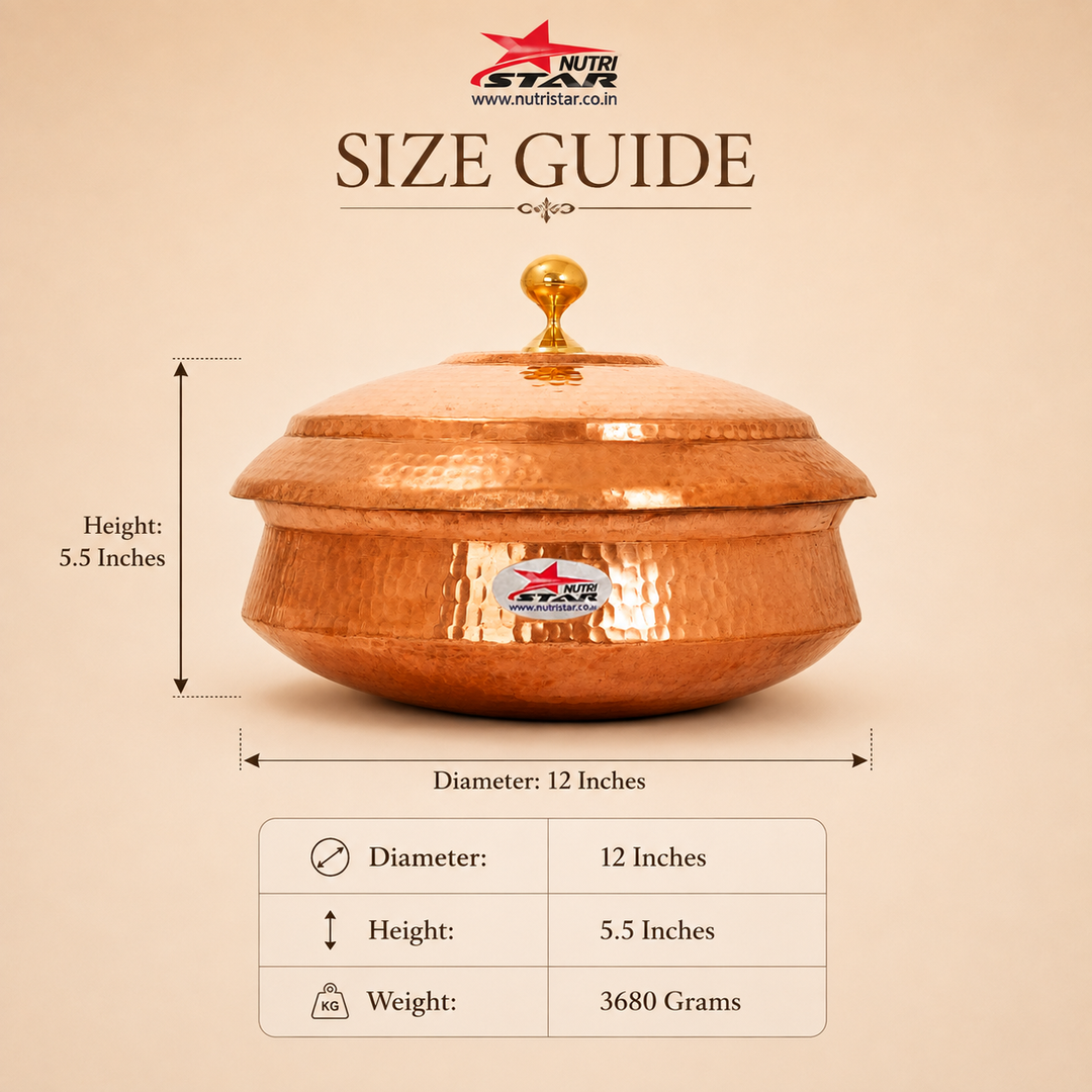 Nutristar Hammered Copper Handi with Lid – Traditional Serving &amp; Gift Bowl