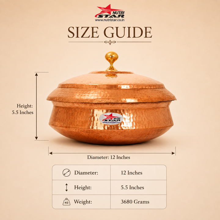 Nutristar Hammered Copper Handi with Lid – Traditional Serving &amp; Gift Bowl
