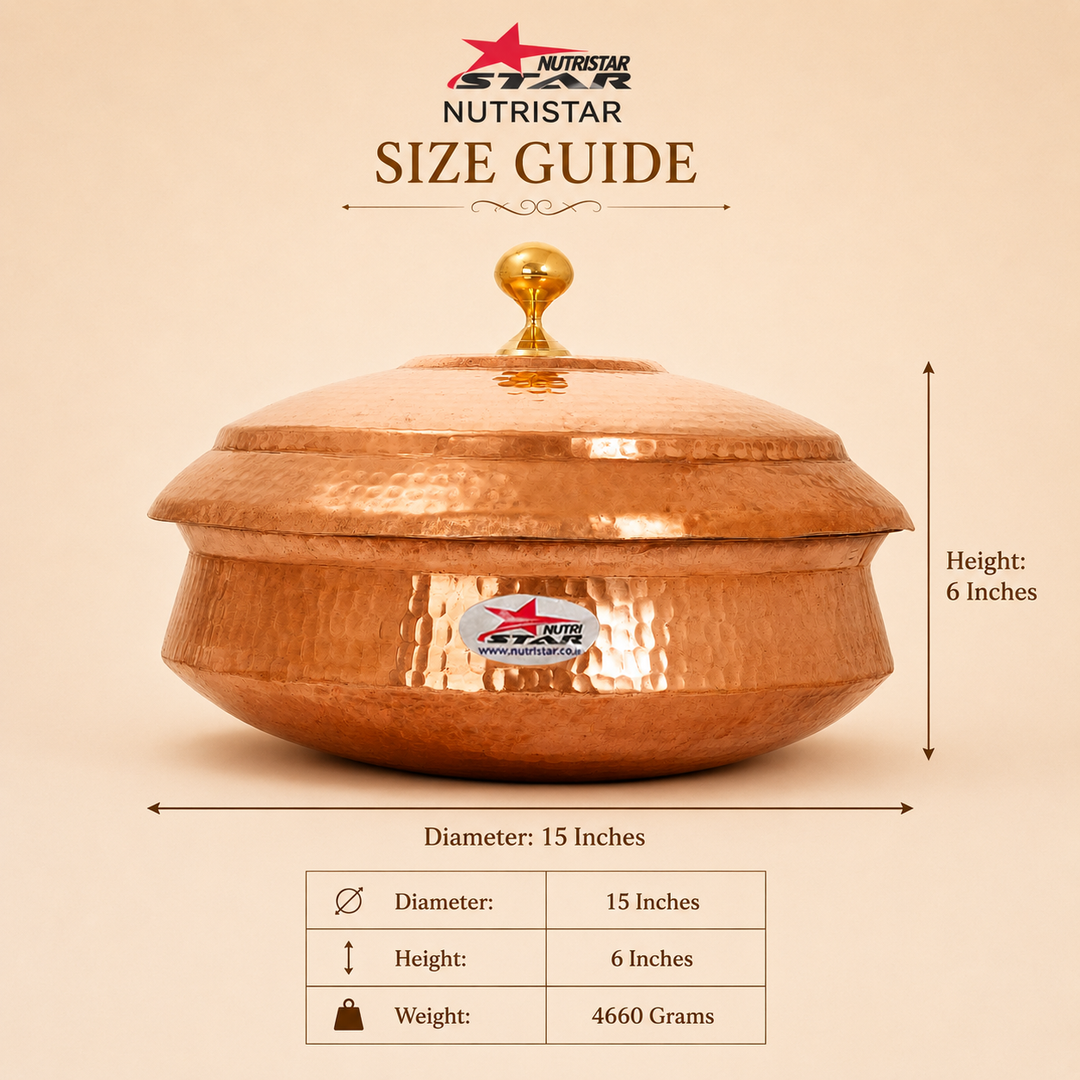 Nutristar Hammered Copper Handi with Lid – Traditional Serving &amp; Gift Bowl