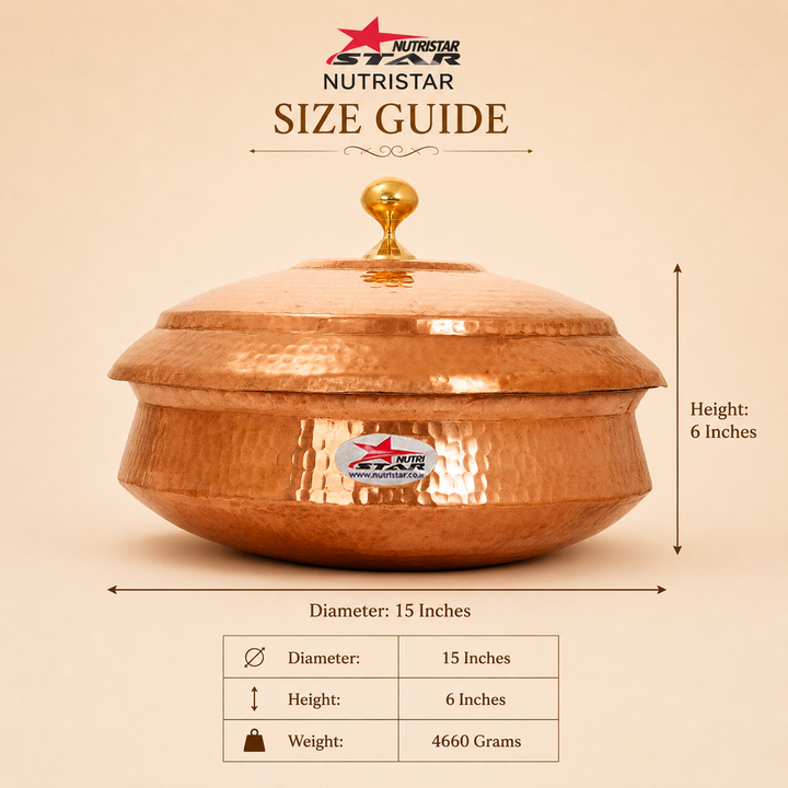 Nutristar Hammered Copper Handi with Lid – Traditional Serving &amp; Gift Bowl