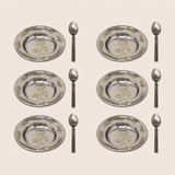 Nutristar Stainless Steel Floral Plate & Spoon Set – 13.5 cm Plate with 14 cm Spoon
