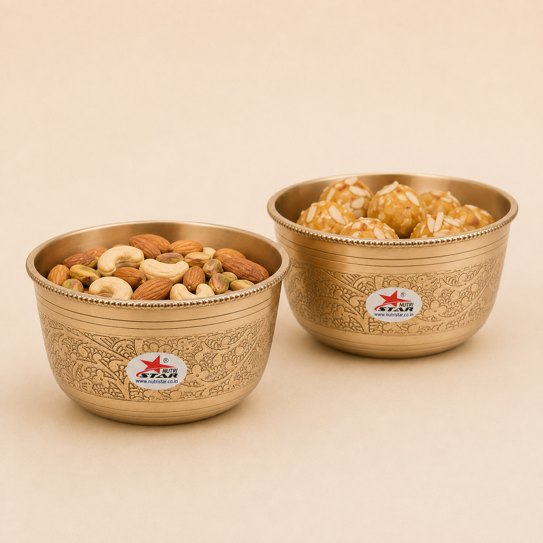 Nutristar Embossed Bronze Serving Bowl – Pack of 1 or 2