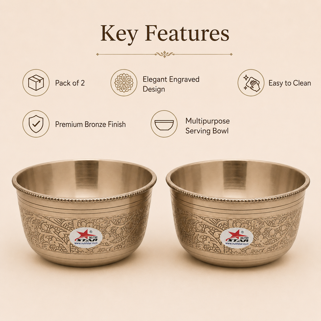 Nutristar Embossed Bronze Serving Bowl – Pack of 1 or 2