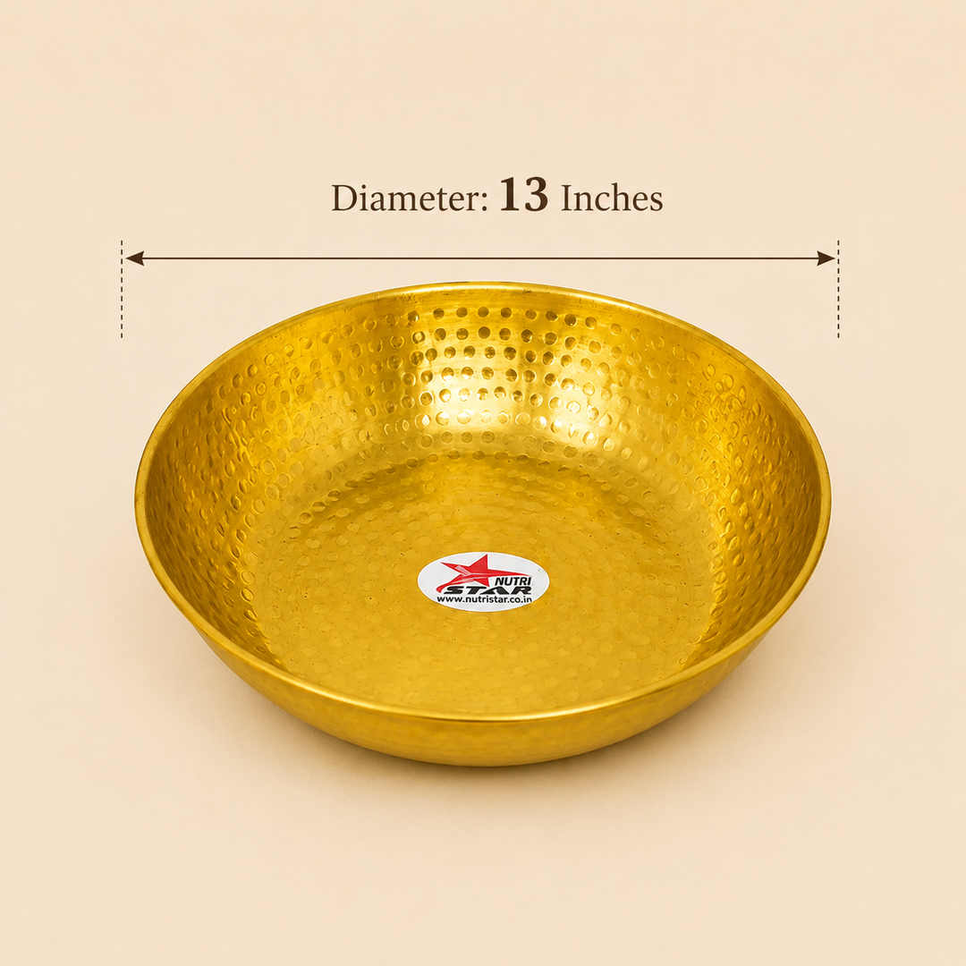 Brass Mixing Bowl, Brass Fruit Bowl Online, Diameter 13 Inch.