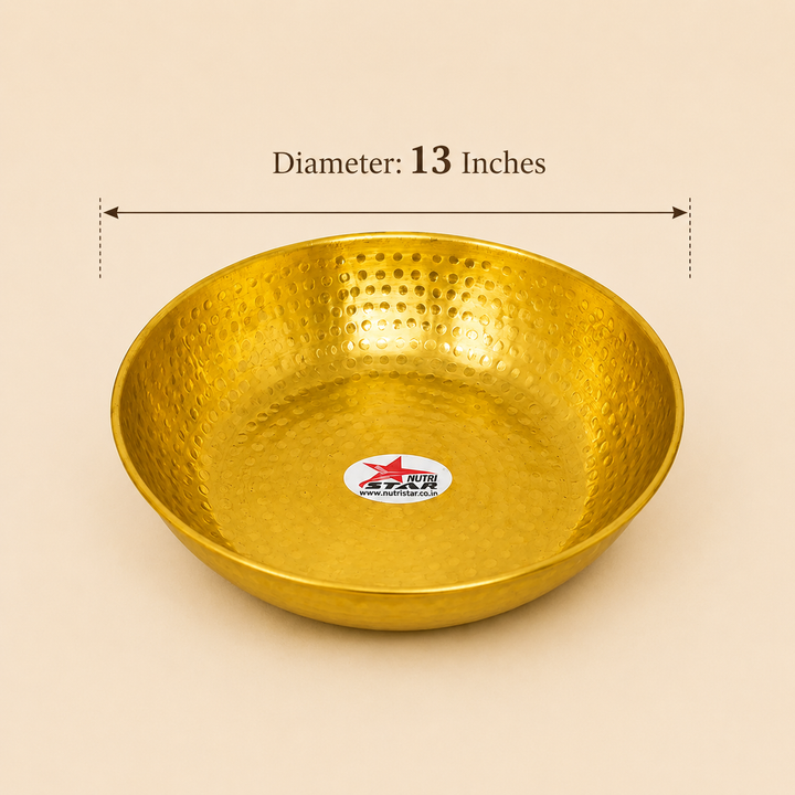 Brass Mixing Bowl, Brass Fruit Bowl Online, Diameter 13 Inch.
