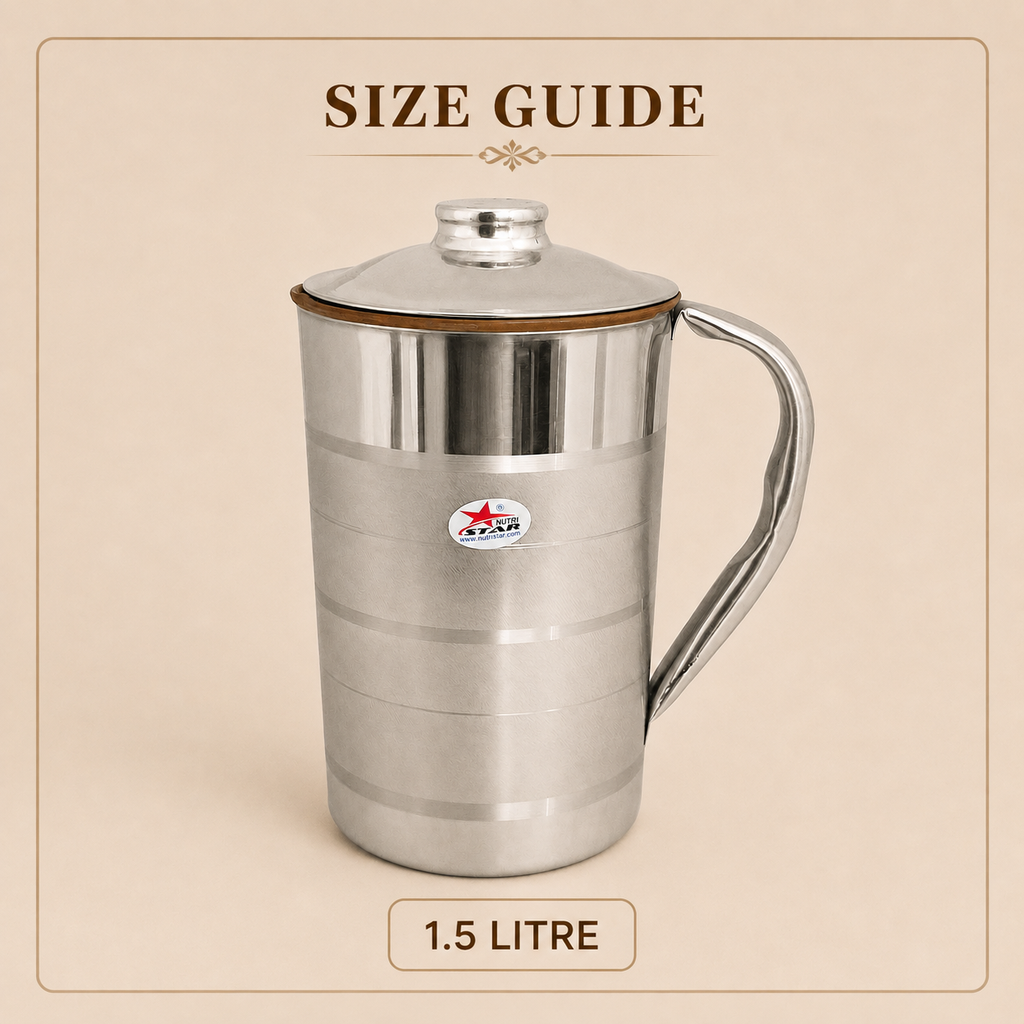 Nutristar Stainless Steel Water Jug with Lid & Handle – 1.5 Litre