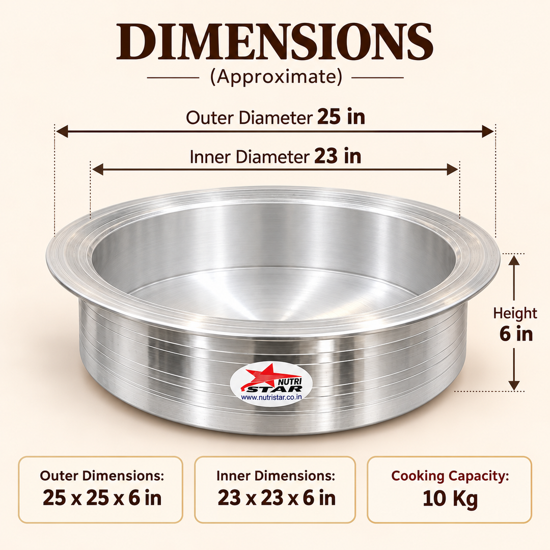 Heavy-Gauge Aluminium Biryani Handi with Collar &amp; Lid